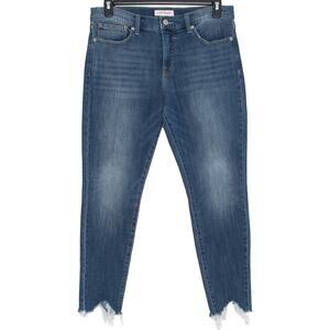 Lucky Brand Jeans Ava Mid Rise Skinny Blue Raw Hem Ankle 14/32 Minimalist Casual
